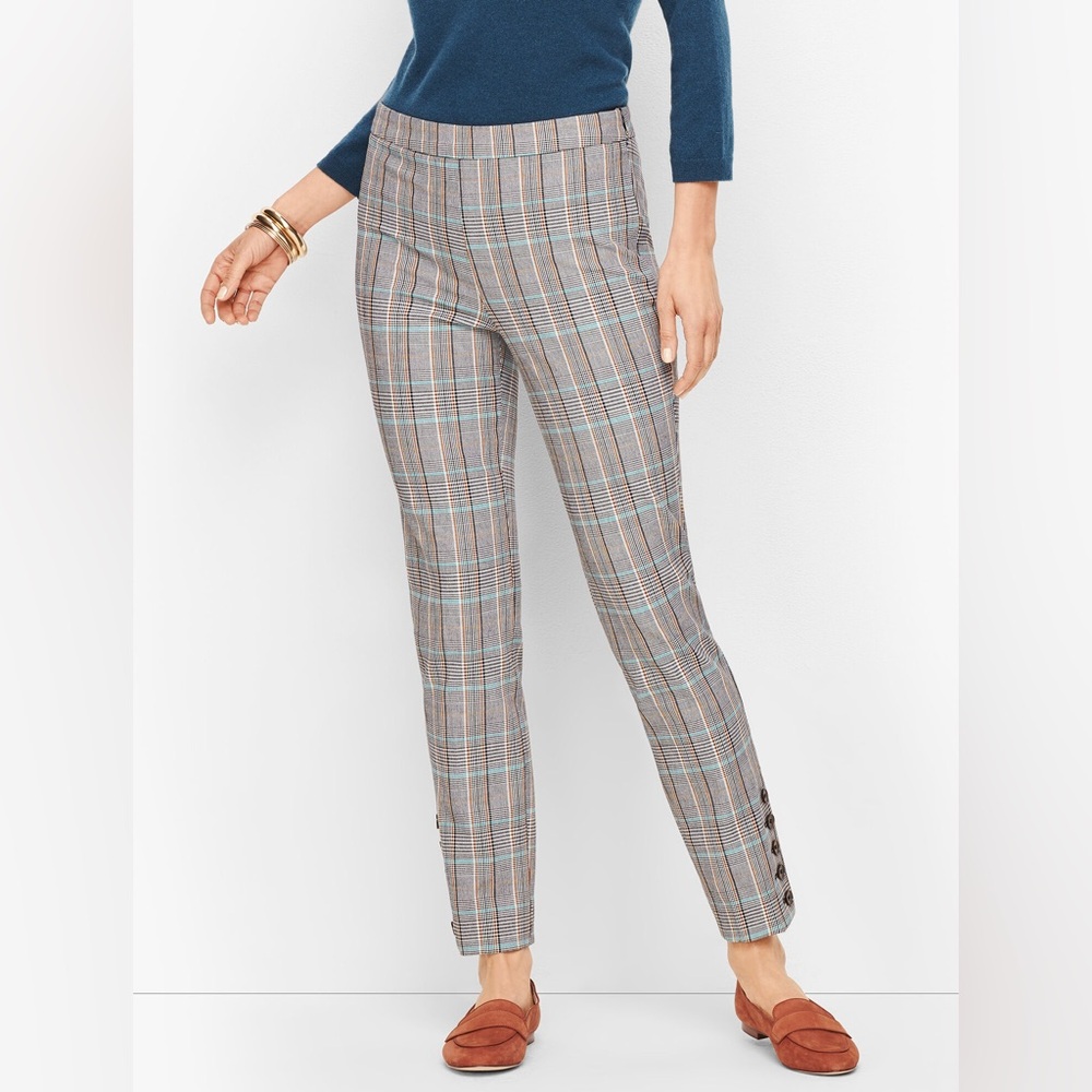 Talbots Chatham Button-Hem Ankle Pants, MacIntosh Plaid, Women's 8P